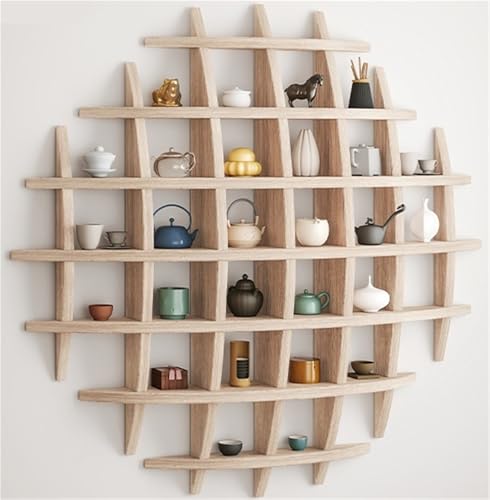 AWYYA Tassenständer Aus Holz, Kugelregal, Kaffeebecher-Präsentationsregal, Hintergrundständer, Einfache Installationsregale, Verschiedene Größen(Light Multi-Grid 100x100) von AWYYA