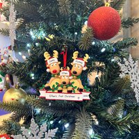 Personalisierte Rentierfamilie Mit 3 Weihnachtsverzierung, Handgemachte Kundengebundene Rentier Rudolph-Familienkugel, Weihnachtsbaumdekoration von AWishforChristmas