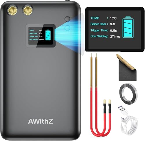 Akku Punktschweißgerät, AWithZ Tragbares Punktschweißgerät für Akkus mit 11000mAh,1,5-Zoll-LCD,99Gang Mini Punktschweißgerät zum Reparieren/Auswechseln/Selbstbauen von Akkupacks von AWithZ