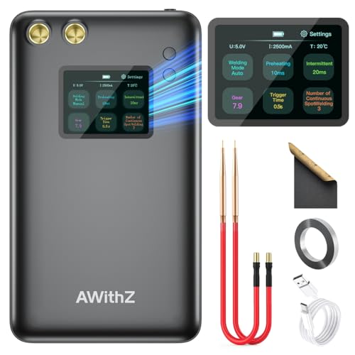 Punktschweißgerät,AWithZ Akku Punktschweißgerät 7500mAh,Großer Bildschirm,Mehrsprachige Intelligente Benutzeroberfläche, für die Reparatur von Präzisionsinstrumenten und Akkus (U3) von AWithZ