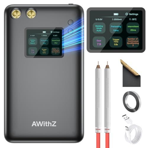 Punktschweißgerät,AWithZ Akku Punktschweißgerät 5000mAh,Großer Bildschirm,Mehrsprachige Intelligente Benutzeroberfläche, für die Reparatur von Präzisionsinstrumenten und Akkus von AWithZ