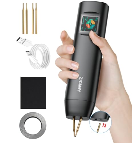 Punktschweißgerät für Batterien,AWithZ Punktschweißgerät H2,mit Ersatzschweißnadel, 99 Stufen, LCD-Display zum Selbermachen und Herstellen von Akkupacks von AWithZ