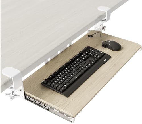Tastaturablage, Unter dem Schreibtisch Ausziehbar mit C Klemme Groß Format, Standfest Schiebbarer Tastaturständer 838mm x 280 mm ausziehbare Plattform Computerschublade zum Tippen Tastaturablage, Unter dem Schreibtisch Ausziehbar mit C Klemme Groß Format, Standfest Schiebbarer Tastaturständer 838mm x 280 mm ausziehbare Plattform Computerschublade zum Tippen von AX WABER