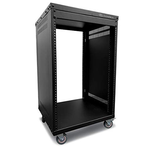 AxcessAbles 16U AV-Gehäuse mit Rädern, Metall-Studio-Schrank, 48,3 cm Universal-Ausrüstungsregal, Option mit offenem Rahmen, Home-Server von AXA AXCESSABLES
