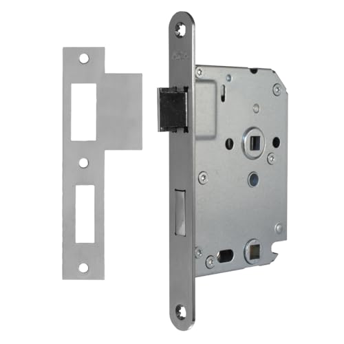 AXA Steckschloss 7165 – für Toilette/Badezimmer TL63-8 – Einsteckschloss für Innentüren – Magnetisch – Frontplatte Edelstahl – Inkl. Schließblech von AXA