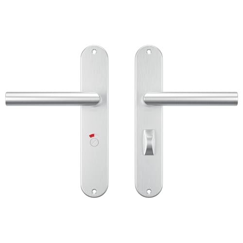 AXA Türbeschläge set Oval Milan - Türklinken Innentüren mit Langschild - Für Toilette und Badezimmer - Aluminium - TL63-8 von AXA