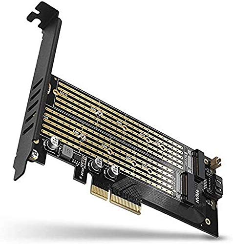 AXAGON PCEM2-D PCIE NVME+NGFF M.2 Adapter. Für Anschluss bis Zwei M.2 Festplatten zum Computer. 1x NVMe M-Key + 1x NGFF B-Key von AXAGON ECO