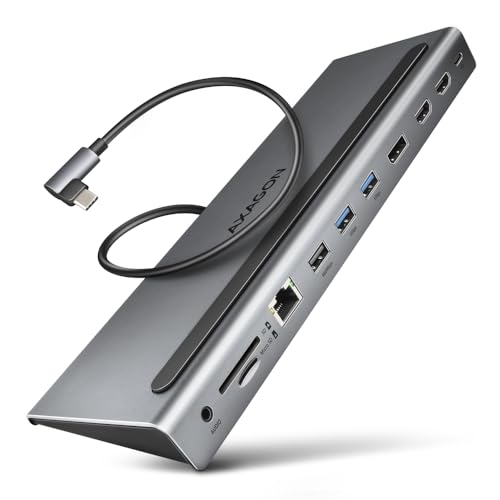 AXAGON HMC-4KX3 USB 3.2 Gen 1 hub w. DP + 2X HDMI + GLAN, PD, 3X USB-A Ports, Memory Card Reader and AXAGON HMC-4KX3 USB 3.2 Gen 1 hub w. DP + 2X HDMI + GLAN, PD, 3X USB-A Ports, Memory Card Reader and von AXAGON