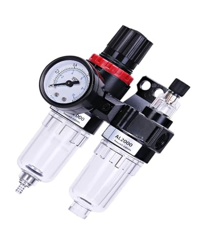 Luftkompressor Öl-Wasserabscheider AL Luftpumpe Luftfilter Pneumatisch Zweiteilig AFC2000 Druckminderer und Regelventil (AFR2000 No Table) von AXEOAHRA