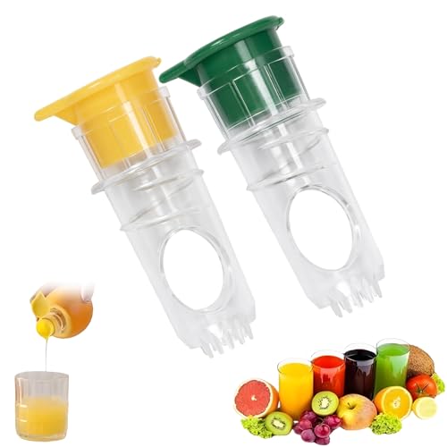 Zitronenpresse mit Schraubverschluss, Zitronenpresse, 2 Stück Zitruspresse Manuell mit Deckel und Integriertem Filter, Lemon Squeezer, Zitronenpresse Klein(Gelb und Grün) von AXERHK