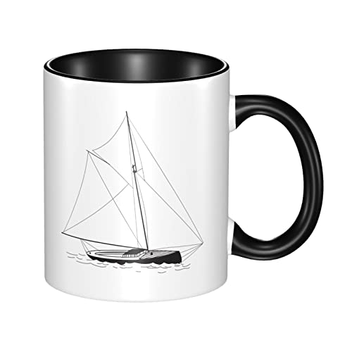 AXETVSOK Farbige Innenwandbecher, Segelboot-Becher, breite Tee-, Kaffee- und heiße Schokolade-Tassen – 330 ml von AXETVSOK
