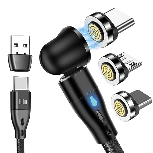 AXFEE 7Pin USB C Magnet Ladekabel 2M, 360°&180° Magnetisches Ladekabel 60W Schnellladung, 6 in 1 USB C/A auf Typ C Magnetkabel für Typ C/Micro USB/i-Products/Galaxy S22/S23/S23 Ultra/MaBook/PadPro von AXFEE