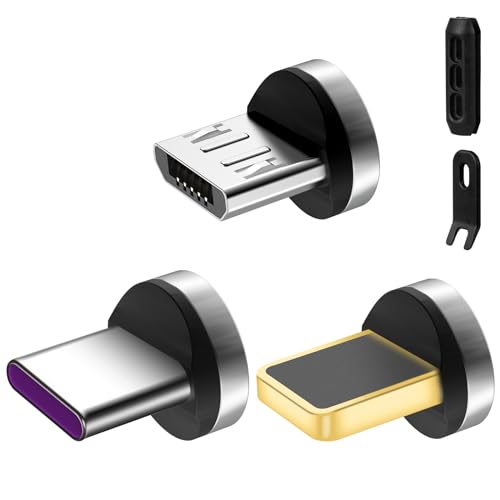 AXFEE 7 Pin Magnet USB Adapter [3 Stück], Magnetisches Stecker, Ersatzstecker Phone Staubschutz Verbinder für Megnetisches USB Ladekabel(100W Typ-C + 18W Micro USB/ 27W Light-ning) von AXFEE