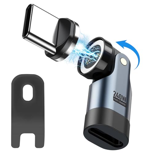 AXFEE 9 Pin 240W Typ C Schnelllade Magnet Adapter, [1 Stück] 540° USB C auf USB C, Magnetisches Stecker, Ersatzstecker Phone Staubschutz Verbinder für Megnetisches USB Ladekabel von AXFEE