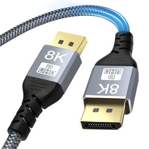 AXFEE 8K Displayport Kabel 1.4 2M, Displayport 1.4 8K@60Hz 4K@144Hz 2K@165Hz, Übertragungsrate 32.4Gbit, HDR, DSC1.2a, HDCP 2.2, G-Sync & FreeSync, DP 1.4 Kabel für Gaming-Monitor, Grafikkarte AXFEE 8K Displayport Kabel 1.4 2M, Displayport 1.4 8K@60Hz 4K@144Hz 2K@165Hz, Übertragungsrate 32.4Gbit, HDR, DSC1.2a, HDCP 2.2, G-Sync & FreeSync, DP 1.4 Kabel für Gaming-Monitor, Grafikkarte von AXFEE