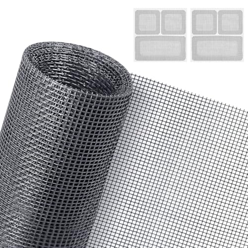 AXFEE Fliegengitter Fenster, 200 x 250cm, Fiberglas-Fliegengitter Gewebe, Insektenschutz Moskitonetz & UV-Beständig, Schneidbar DIY Insektengitter Fliegennetz ohne Bohren für Fenstern Türen (Grau) von AXFEE