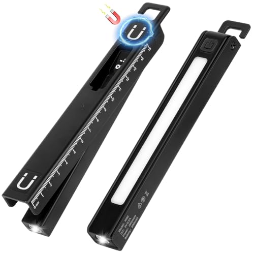 AXFEE LED Arbeitsleuchte Werkstattlampe, LED-Stiftlampe Aufladbar mit Herrscher, USB-C-Kabel, Batterieanzeige, Magnet, 6-Modus Superhelle Inspektionsleuchte, Faltbar Handlampe für Werkstatt(Schwarz) von AXFEE