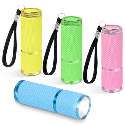 AXFEE LED Taschenlampe, 4 Stück Wasserdicht Taschenlampe Klein Hell mit 9 LED, Aluminium Kindertaschenlampe in 4 Farben, Taschenlampen mit Lanyard und Gummigriff für Camping Wandern Notfall Outdoor AXFEE LED Taschenlampe, 4 Stück Wasserdicht Taschenlampe Klein Hell mit 9 LED, Aluminium Kindertaschenlampe in 4 Farben, Taschenlampen mit Lanyard und Gummigriff für Camping Wandern Notfall Outdoor von AXFEE