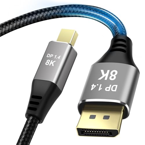AXFEE Mini DisplayPort auf DisplayPort 1.4 2M, Displayport 1.4 Mini 8K@60Hz, Mini DP 1.4 auf DP 8K, Bidirektionale Übertragung Thunderbolt DP Kabel, für Laptop MacBook Mac PC NUC iMac Monitor von AXFEE