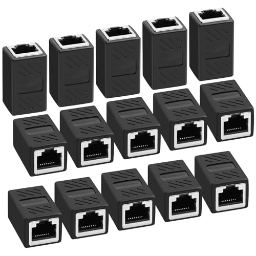 AXFEE RJ45 Kupplung Cat7, 15 Stück CAT6 Kupplung Verbinder, Kabel Verlängerung, LAN Verbinder Netzwerkkabel, Ethernet Kabel Patchkabel für Cat 7 Cat6 Cat5 Cat5e, Schwarz von AXFEE