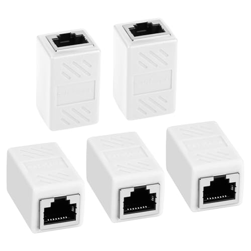 AXFEE RJ45 Kupplung Cat7, 5 Stück CAT6 Kupplung Verbinder, Kabel Verlängerung, LAN Verbinder Netzwerkkabel, Ethernet Kabel Patchkabel für Cat 7 Cat6 Cat5 Cat5e, Weiß von AXFEE