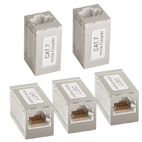 AXFEE RJ45 Kupplung Cat7, 5 Stück CAT6 Kupplung Verbinder, Lan Kupplung für Lan Kable, Lan Kabel Verlängerung, LAN Verbinder Netzwerkkabel, Ethernet Kabel Patchkabel für Cat 7 Cat6 Cat5 Cat5e von AXFEE