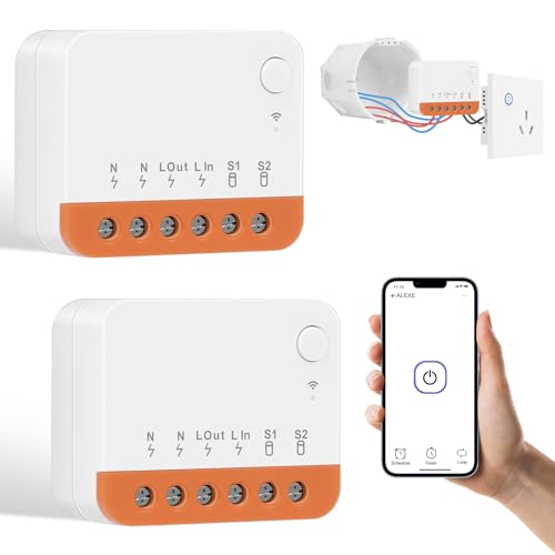 AXFEE 2 Stück Smart Schalter, 100-240V 2 Way Smart Switch, Smart Lichtschalter, Hub Neutralleitung Erforderlich, Kompatibel mit SmartThing App, Smarter Lichtschalter für Alexa, Google Home von AXFEE