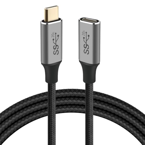 AXFEE USB C Verlängerung Kabel 1M, USB 3.2 Verlängerung, Type C Stecker auf Buchse Verlängerungskabel, Unterstützt 20Gbps Data Übertragung 4K@60Hz, mit iPhone 15 Pro Max, MacBook Pro, Galaxy, Huawei von AXFEE