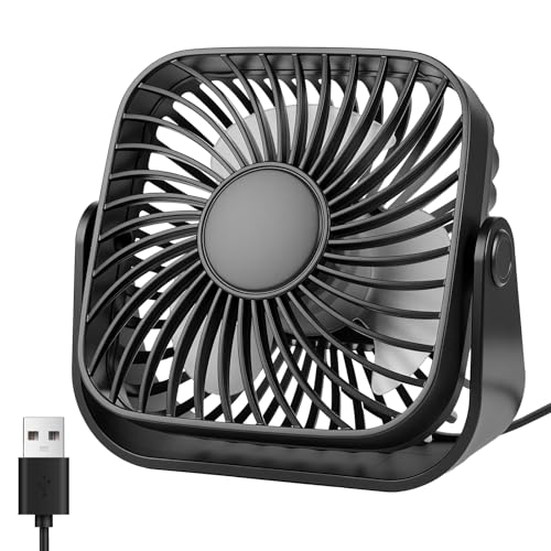 AXFEE USB Ventilator, 4 Zoll Mini USB Tischventilator Leise, 360° Rotation Tischventilatoren, 3 Geschwindigkeiten Starker Wind Tischventilator, für Home Office Schlafzimmer Tisch Desktop von AXFEE