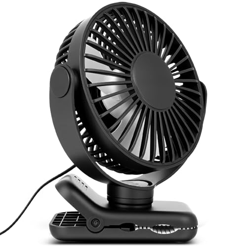 AXFEE USB Ventilator, Mini USB Tischventilator Leise, Clip Ventilator, 360° Rotation Tischventilatoren, 3 Geschwindigkeiten Starker Wind Tischventilator, für Home Office Schlafzimmer Tisch Desktop von AXFEE