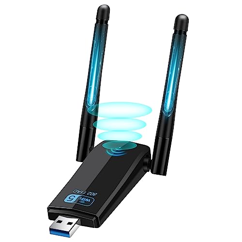 AXFEE USB WLAN Stick für PC, 1300Mbps USB 3.0 WLAN Adapter PC 2.4GHz/5.8GHz Dual Band Internet Stick mit 2 x 5dBi Antenna für PC/Desktop/Laptop, Kompatibel mit Windows 11/10/8/7/Vista/XP AXFEE USB WLAN Stick für PC, 1300Mbps USB 3.0 WLAN Adapter PC 2.4GHz/5.8GHz Dual Band Internet Stick mit 2 x 5dBi Antenna für PC/Desktop/Laptop, Kompatibel mit Windows 11/10/8/7/Vista/XP von AXFEE