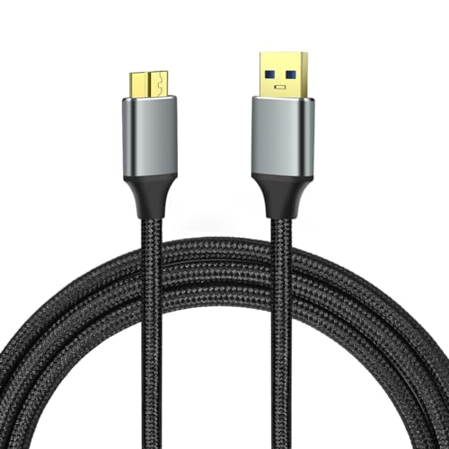 AXFEE USB 3.0 Micro B Kabel 1M, USB 3.0 Stecker auf Micro B Stecker Datenkabel, 5 Gbp/s Externes Festplattenkabel, für Externe Festplatten, WD, Seagate Festplatte, Samsung Galaxy S5/Note 3, USB Hub von AXFEE