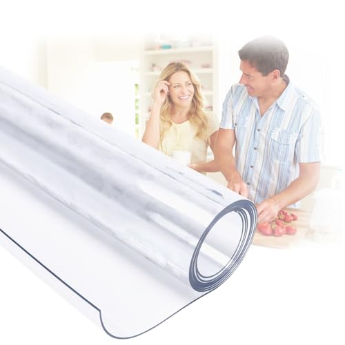 Tischdecke Transparent PVC Tischfolie Schutzfolie,1mm Dicke Glasklar und Hochglanz Schutzfolie,Tischschutz Tischdecke,Für Couchtische Und Schreibtische,Abgeschrägten Kanten(Transparent,50x200cm) von AXFZZRS