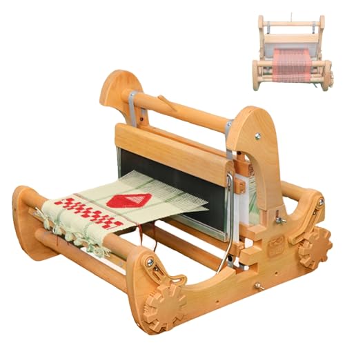AXGCAA Tischwebstuhl-Set aus Holz, Faltbarer Mini-Kreativwebstuhl mit Einstellbarer Stoffdichte, DIY-Handstrickmaschine, Webbreite 30 cm, für Teesitze, Untersetzer, Tischsets von AXGCAA
