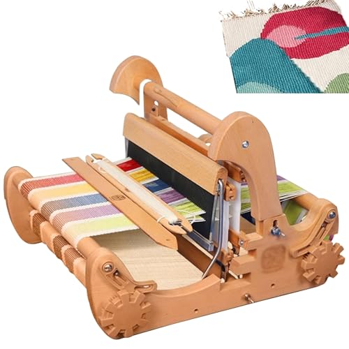 AXGCAA Tischwebstuhl aus Holz, Faltbarer 300-mm-Webstuhl-Bausatz, kleine DIY-Handstrickmaschine mit Einstellbarer Stoffdichte, Webrahmen-Webstuhl, für Anfänger und Erwachsene von AXGCAA