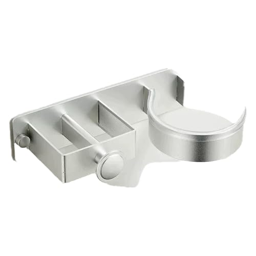 AXGG Föhn Halterung Multifunktional Fönhalter Ohne Bohren Ldeal Zur Aufbewahrung von Haartrockner, Glätteisen, Kamm und Handtuch（Silber） von AXGG