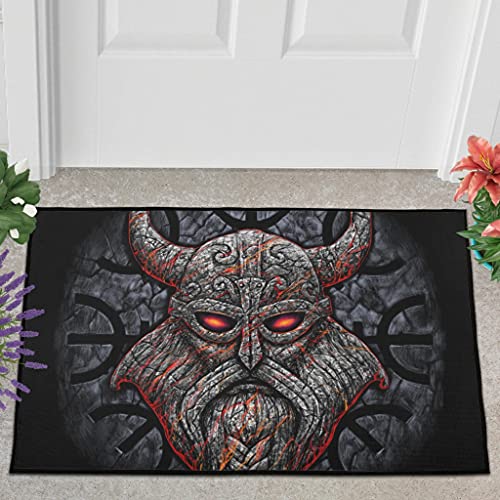 AXGM Fußmatte Fussmatte Feuer Odin Wikinger Mann Gedruckt Bodenmatte Innen Bad Teppiche Weiche Türmatte Willkommen Matte für Badezimmer Dekor White 50x80cm von AXGM