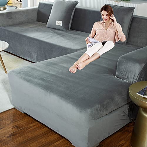 Couchbezug l form sofabezug ecksofa für Hunde und Haustiere,Stretch sofa überzug 3 sitzer L form überwurf für Wohnzimmer,Sofabezug L Form beige sofaüberwurf Sofaüberwurf mit 2 Kissenbezügen,2 p von AXHMZYD