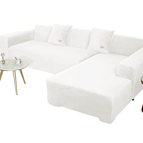 Elastische sofabezug ecksofa couchbezug l form für Hunde Haustiere,dickere sofa überzug 3 sitzer für Wohnzimmer,Sofabezug L Form beige Chaiselongue-Möbelschutz, Loveseat-Bezüge (2 Stück, schwarz von AXHMZYD