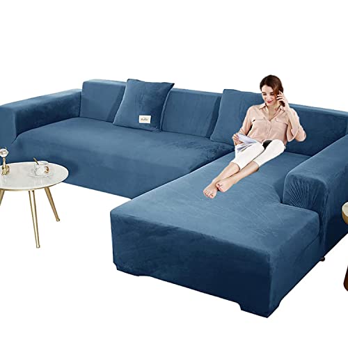 Elastische sofabezug ecksofa couchbezug l form für Hunde Haustiere,dickere sofa überzug 3 sitzer für Wohnzimmer,Sofabezug L Form beige Chaiselongue-Möbelschutz, Loveseat-Bezüge (2 Stück, schwarz von AXHMZYD