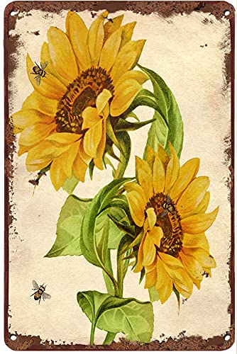 AXHNG Graman Kreatives Vintage-Poster mit Sonnenblumen-Motiv, Metall, Aluminium, Blechschild, 20,3 x 15,2 cm, Wanddekoration von AXHNG