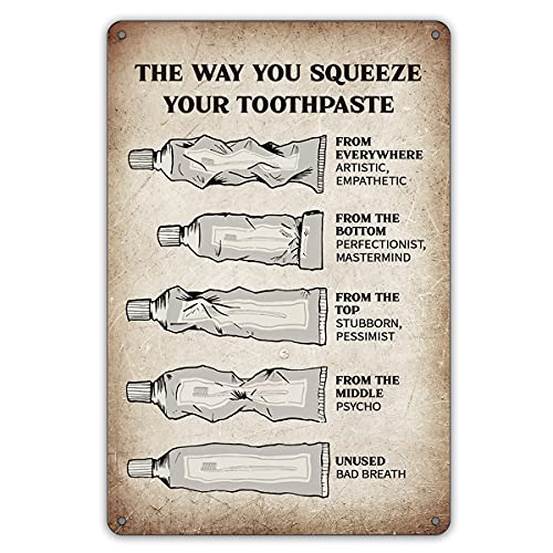AXHNG Vintage Bathroom The Way You Squeeze Your Toothpaste Halloween Cafe Art Poster Metall Aluminium Blechschild 20,3 x 30,5 cm Wanddekoration AXHNG Vintage Bathroom The Way You Squeeze Your Toothpaste Halloween Cafe Art Poster Metall Aluminium Blechschild 20,3 x 30,5 cm Wanddekoration von AXHNG