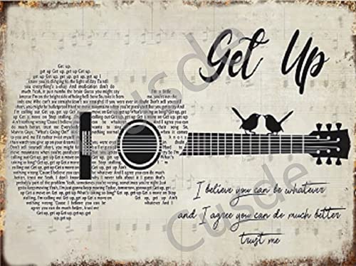 AXHNG Vintage Get Up Shinedown Lyrics Men Poster Metall Aluminium Blechschild 20,3 x 15,2 cm Wanddekoration von AXHNG