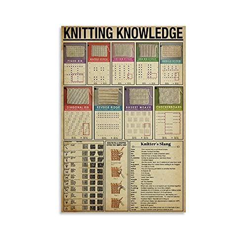AXHNG Vintage Knitting Knowledge Knitter's Slang Guid Knitting Tutorials Anfänger Strickposter Metall Aluminium Blechschild 20,3 x 15,2 cm Wanddekoration von AXHNG