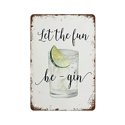 AXHNG Vintage Outside Gin Gin Let The Be Gin Gin Alcohol Gin Lover Poster Metall Aluminium Blechschild 20,3 x 15,2 cm Wanddekoration von AXHNG