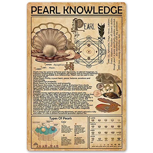 AXHNG Vintage Pearl Knowledge Art of Pearls Pearl Lovers Guide Poster Metall Aluminium Blechschild 20,3 x 15,2 cm Wanddekoration von AXHNG