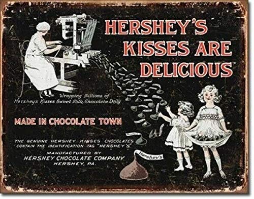 AXHNG Vintage-Stil Hersheys Kiss Milk Chocolate Poster Metall Aluminium Blechschild 20,3 x 30,5 cm Wanddekoration von AXHNG