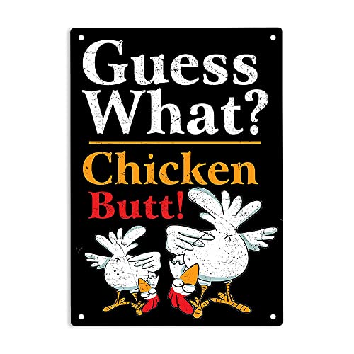 Vintage Chicken Lover Guess What Chicken Butt Animal Chickens Farming Chicken Butt Poster Metall Aluminium Blechschild 20,3 x 30,5 cm Wanddekoration von AXHNG