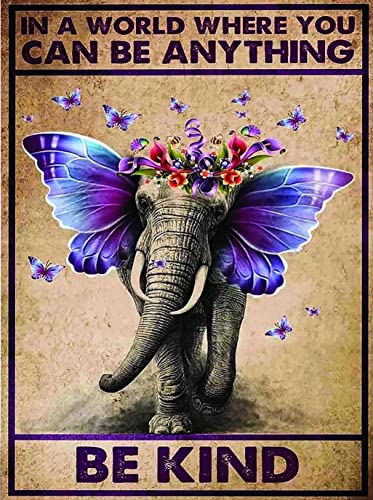 Vintage Elefant A World Where You Can Be Anything Be Kind Poster Metall Aluminium Blechschild 20,3 x 15,2 cm Wanddekoration von AXHNG