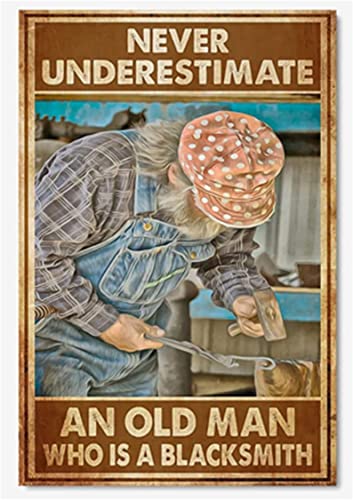 Vintage Elektriker Never Underestimate an Old Man Poster Metall Aluminium Blechschild 20,3 x 15,2 cm Wanddekoration von AXHNG
